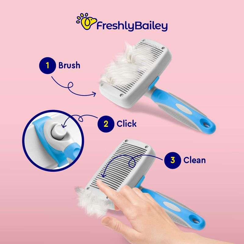 Deshedding Tool For Short Hair - Self Cleaning Slicker Brush - Pet Comb For Cats and Dogs - PawsPlanet Australia