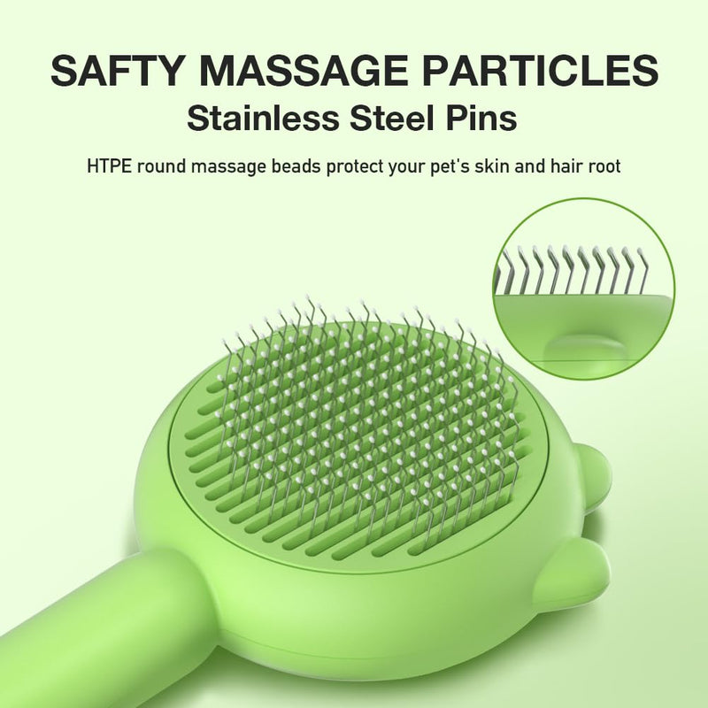 Self-Cleaning Dog & Cat Slicker Brush, Skin Friendly Deshedding Grooming Tool for Long or Short Haired Dogs Cats Rabbits, Dog Shedding Brush with Release Button - Frog - PawsPlanet Australia