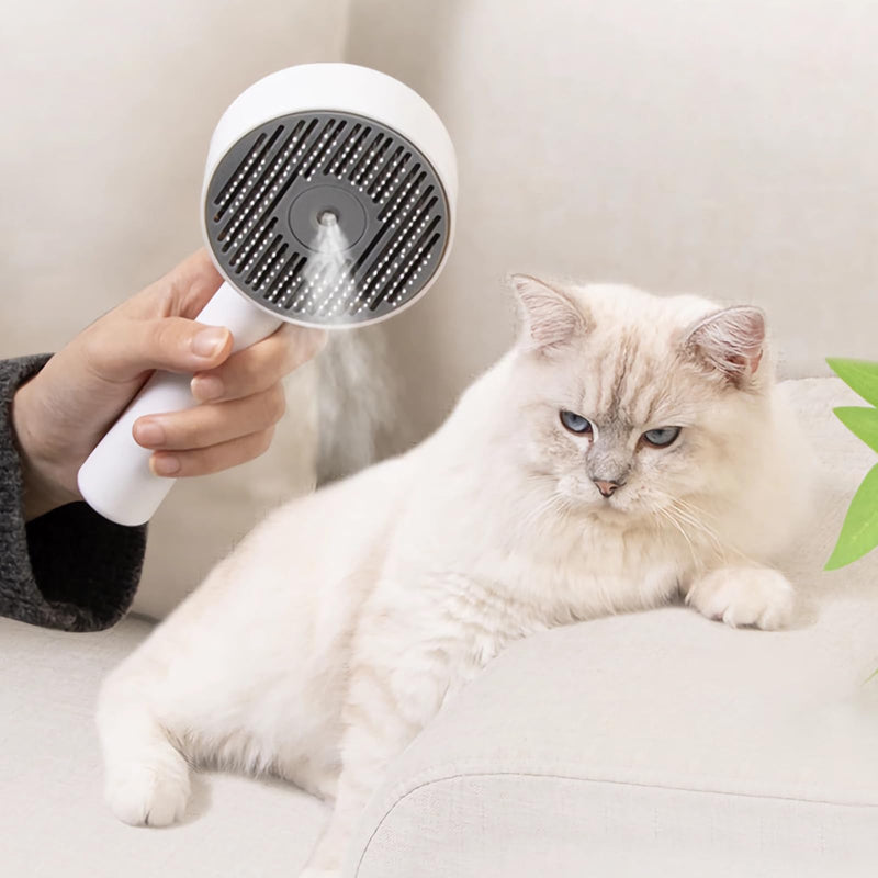 Aerbee Cat Steam Brush, Cloud Care Dog Brush for Indoor Pet Steam Brush for Shedding Defur Comb for Dog Brush for Long Short Hair Cat & Dog Pet, Cats Massage Grooming Self-Cleaning, White - PawsPlanet Australia