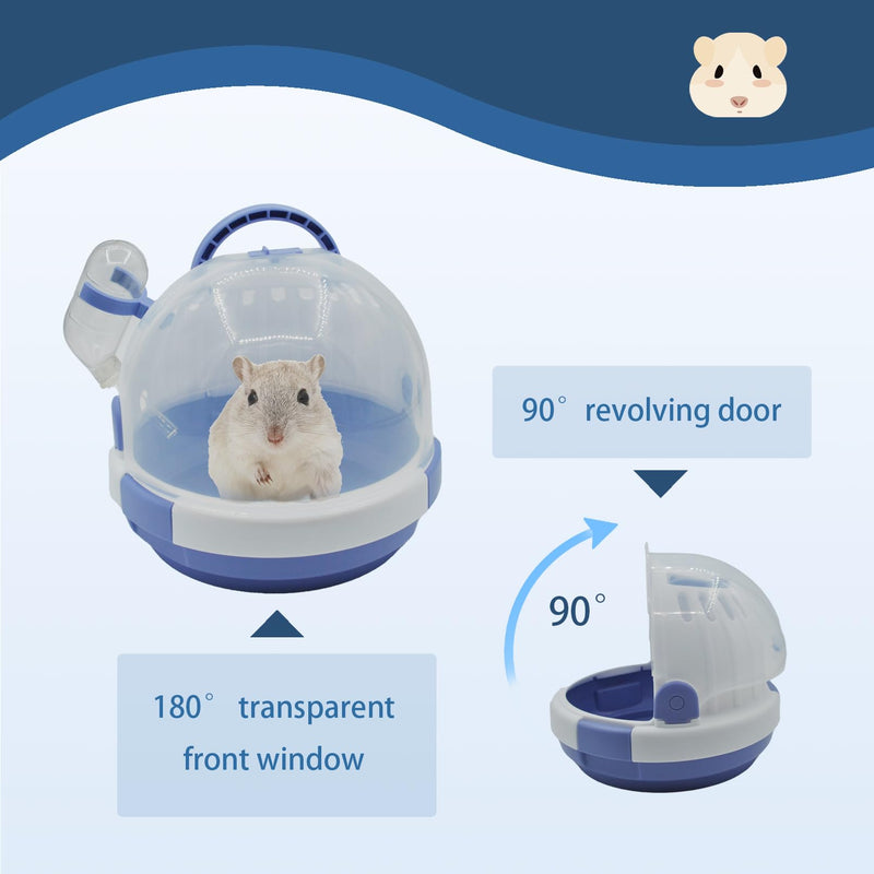 Hamster Carrier Cage Portable Cages Small Animals Carry Travel Case with Water Bottle Plastic Breathable Guinea Pig Outgoing Cage for Dwarf Hamster Ferret Chinchillas Hedgehog (Blue) 【Blue】