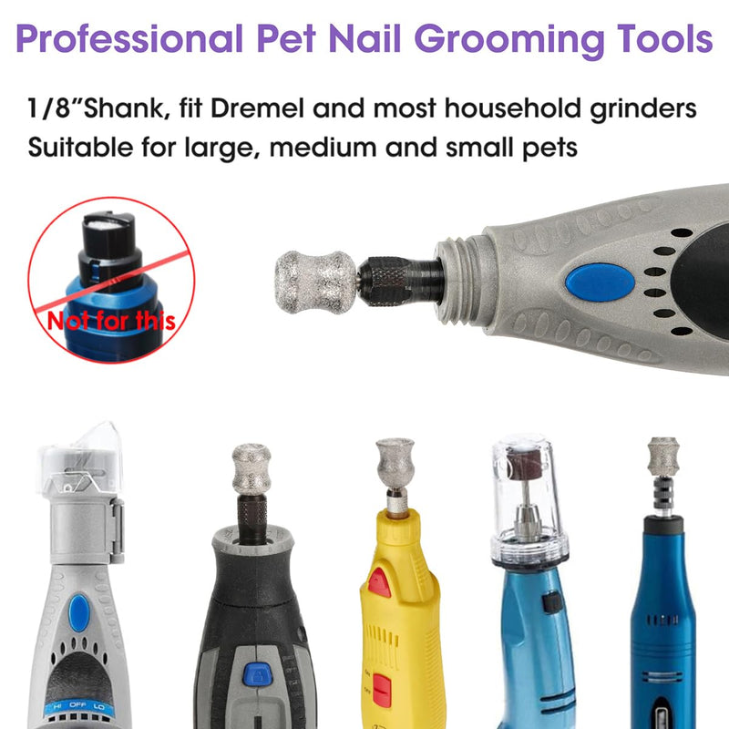 for Dremel Dog Nail Grinder - 1/8'' Diamond Pet Nail Grinder Attachment - Safe and Painless Nail Grinder Bits Won't Pull Hair or Get Hot for Large Medium Small Dogs Claw Grooming - PawsPlanet Australia