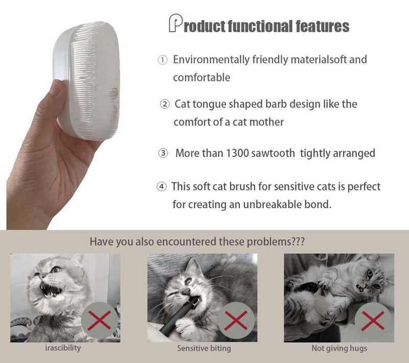 SoarExcelleryy Soft Fur Cat Brush - Over 1000 gentle cat tongue brushes with prickly serrations, suitable for sensitive cats - comfortable, lightweight, gentle, perfect for enhancing intimacy, white - PawsPlanet Australia