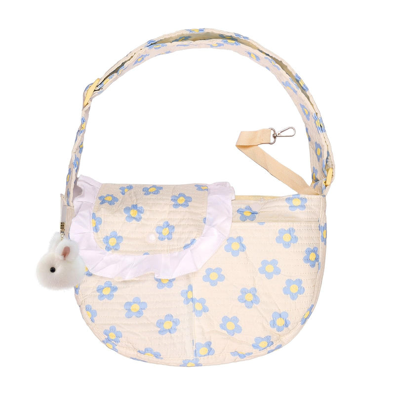 Floral Print Pet Carrier Bag for Small Dogs and Cats, Hands-Free Design Pet Bags(Blue Floral, Small) Blue floral - PawsPlanet Australia