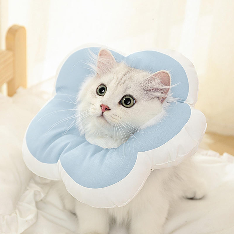 Adjustable Cat Recovery Collar - Blue Soft Cone to Prevent Licking, Biting - Anti-Lick for Pet Medical Rehabilitation