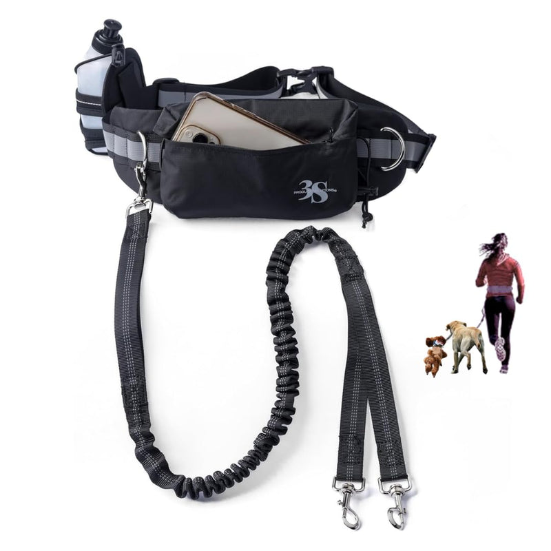 Hands Free Dog Leash - Hands Free Dog Leash for Large Dogs w/Water Bottle - Waterproof Waist Leash for Dog Walking 2 Dogs - Reflective Running Leash for Dogs- No Hands Dog Leash Waist Belt