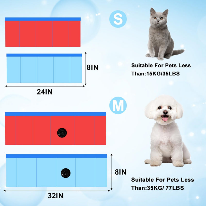 Enenes 24'' x 8'' Dog Pool, Folding Dog Swimming Pool, Portable Dog Bathtub, Dogs Cats PVC Non-Slip Bath Tub Puppy Shower Bathing Tub and Collapsible Pool for Dogs Cats (Blue) Blue - PawsPlanet Australia