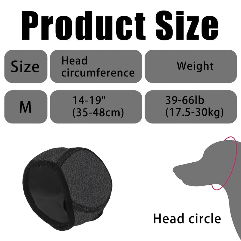 Dog Snood Swim Ear Protectors,Dog Ear Cover for Anxiety Relief,Waterproof Adjustable Cat Dog Shower Wrap,Quiet Dogs Calming Hood Ear Head for Anxiety Relief,Swimming,Grooming (Gray, M)