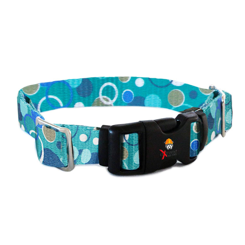Extreme Dog Fence Replacement Containment and Training Collar Strap for Most Underground Electric Dog Fence Brands - Blue Bubbles (Small: 10" - 12" x 3/4") Small: 10" - 12" x 3/4"