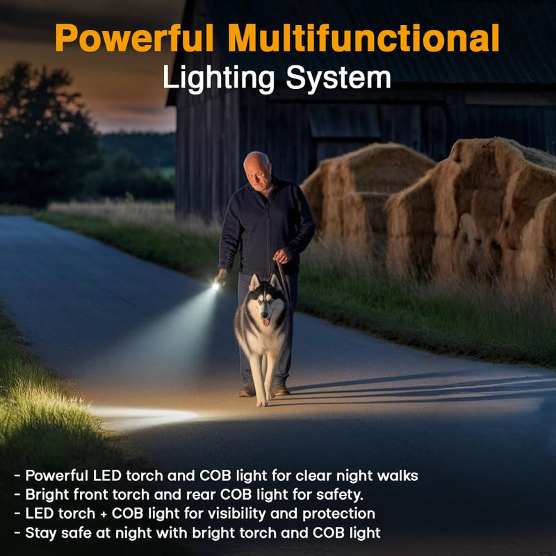 Superious Dog Bark Deterrent Device 4-in-1 Ultrasonic Anti Barking Control, 3X Ultrasonic Power, 6 Training Modes, 60FT Range, Indoor Outdoor, Rechargeable, IPX6 Waterproof, Compact with Flashlight