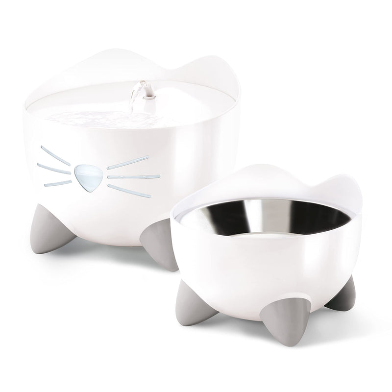 Catit PIXI Elevated Feeding Dish, Whisker Stress Free Food & Water Cat Bowl White - PawsPlanet Australia