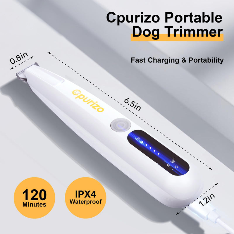 Dog Paw Trimmer with Led Display, 35db Dogs Grooming Clippers Kit with Led Light, Waterproof, Rechargeable Paw Trimmer for Grooming Dog and Cat Hair Around Paw Face Ears Eyes Buttocks White - PawsPlanet Australia