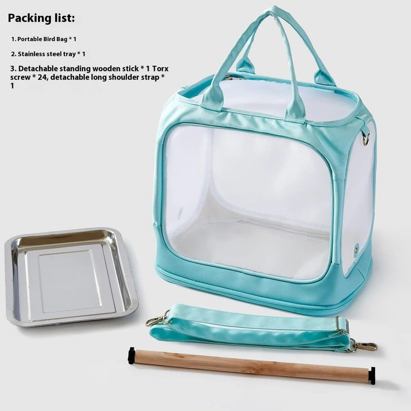 Parrot go Out Portable Bird Bag Oxford Cloth Clear pet cage Foldable pet Go Out Bird Bag (Green) Green - PawsPlanet Australia
