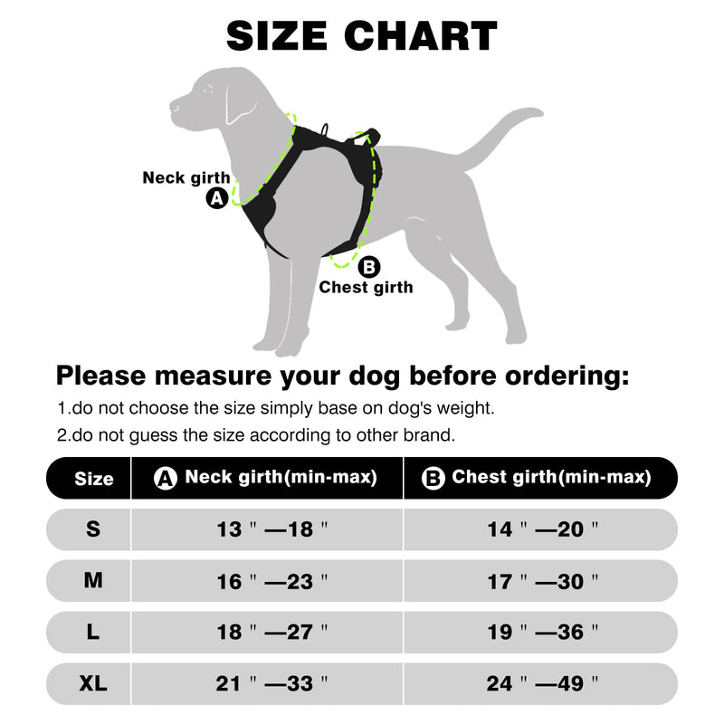 WINSEE Dog/Pet Harnesses No Pull with Dog Collar, Adjustable Reflective Oxford Outdoor Vest, Front/Back Leash Clips for Small, Medium, Large, Extra Large Dogs, Easy Control Handle for Walking X-Large Black