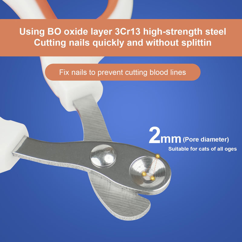 Cat Nail Clippers with Circular Cut Hole -Avoid Over Cutting Pet Nail Clippers -Sharp Angled Blade Professional Paw Trimmer Set for Novice Pet Families (Orange) Orange - PawsPlanet Australia