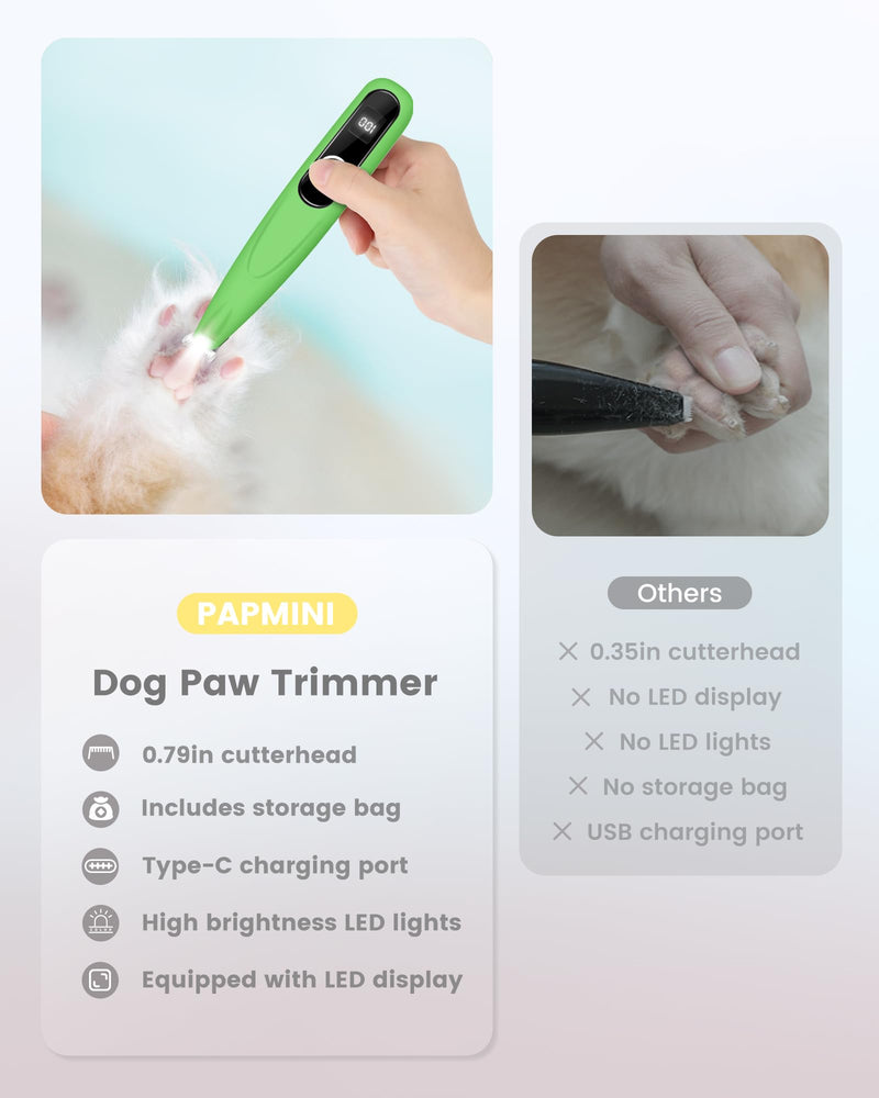 Dog Paw Trimmer with LED Display, Ultra-Low Noise Cordless Paw Trimmers for Dog's Feet, Cordless Hair Trimmer for Paws, Ears, Face, Rump