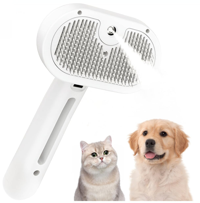 Texsens Spray Cat Brush with Release Button - Self Cleaning Cat Grooming Brush for Releasing Tangles & Loose Fur with Massage - Ideal for Long & Short Hair Dogs and Cats - USB Rechargeable - PawsPlanet Australia