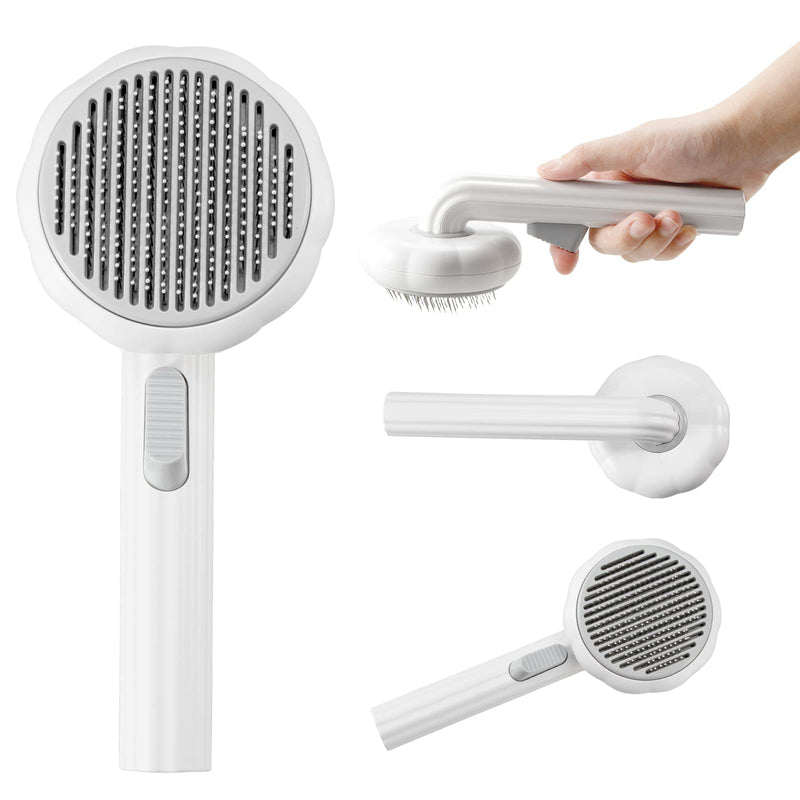 Pet Grooming Brush,Cat Brush for Shedding,Self Cleaning Slicker Brush for Short and Long Haired Dogs Cats Rabbits,Dog Brush Gently Removes Loose Undercoat, Mats and Tangled Hair-Pumpkin White Pumpkin-White - PawsPlanet Australia
