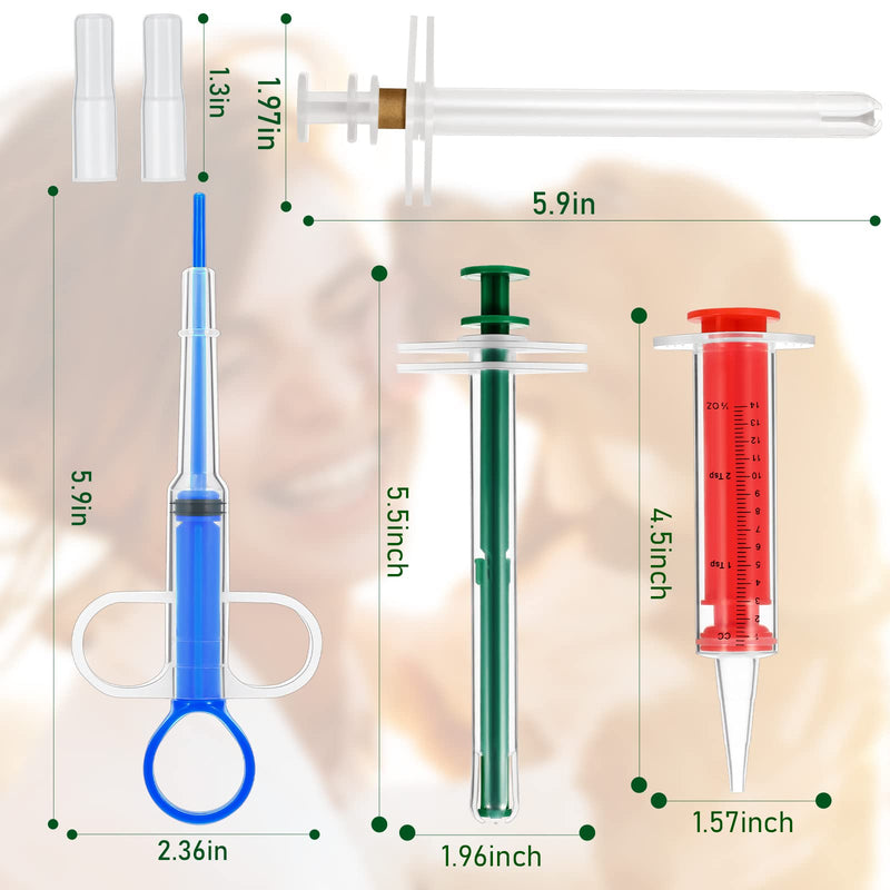 Patelai 4 Pieces Cat Pill Shooter Dog Pill Gun Pill Dispenser Pet Medicine Syringe Puppy Tablet Feeder for Small Animals (Blue, Green and red, White) Blue, Green and red, White - PawsPlanet Australia