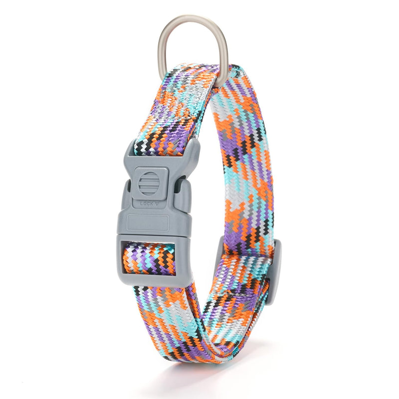 Reflective Nylon Dog Collar with Safety Lock Buckle, Soft Adjustable Heavy Duty Braided Dog Collars for Small Medium Large Dogs,Large Galaxy - PawsPlanet Australia