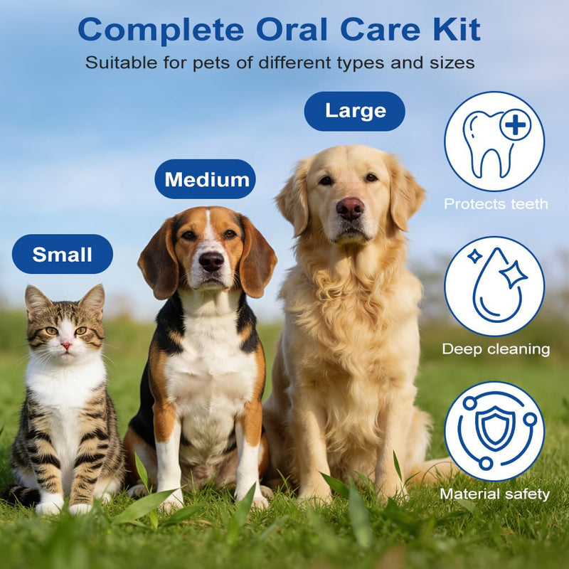 HOTUT 8Pcs Dog Toothbrush Set,Dog Finger Toothbrush,Triple-Head & Dual-Head Triple Heads,Tongue Pet Toothbrushes,Multi-Angle Puppy Dental Teeth Cleaning,Remove Plaque & Tartar Fights Bad Breath