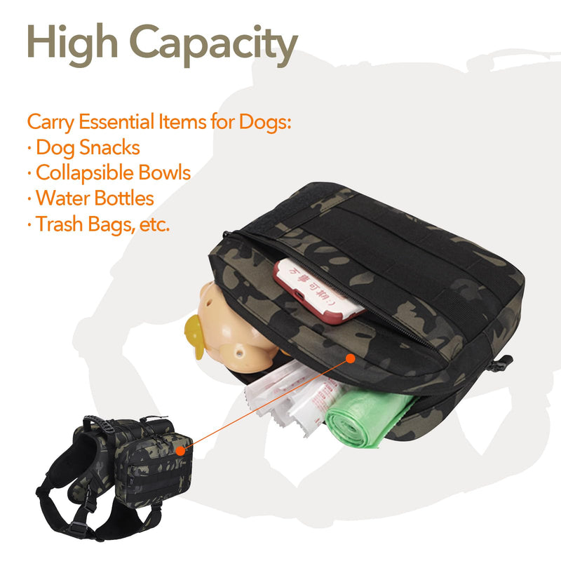 x Jumahe Dog Hiking Backpack for Large/Giant Dogs – 2 Spacious Side Bags, Breathable Waterproof Fabric, Fits Chest 30"-40" (85-120 lbs), 5 Adjustable Buckles, Outdoor Travel Vest, Khaki Giant (Chest Girth 30"-40") - PawsPlanet Australia