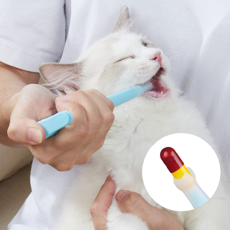 Safe pill and medication dispenser for cats, simple and accurate, prevents spitting, tool, medication dispenser, soft tip, syringe-style pet pill dispenser for dogs, blue