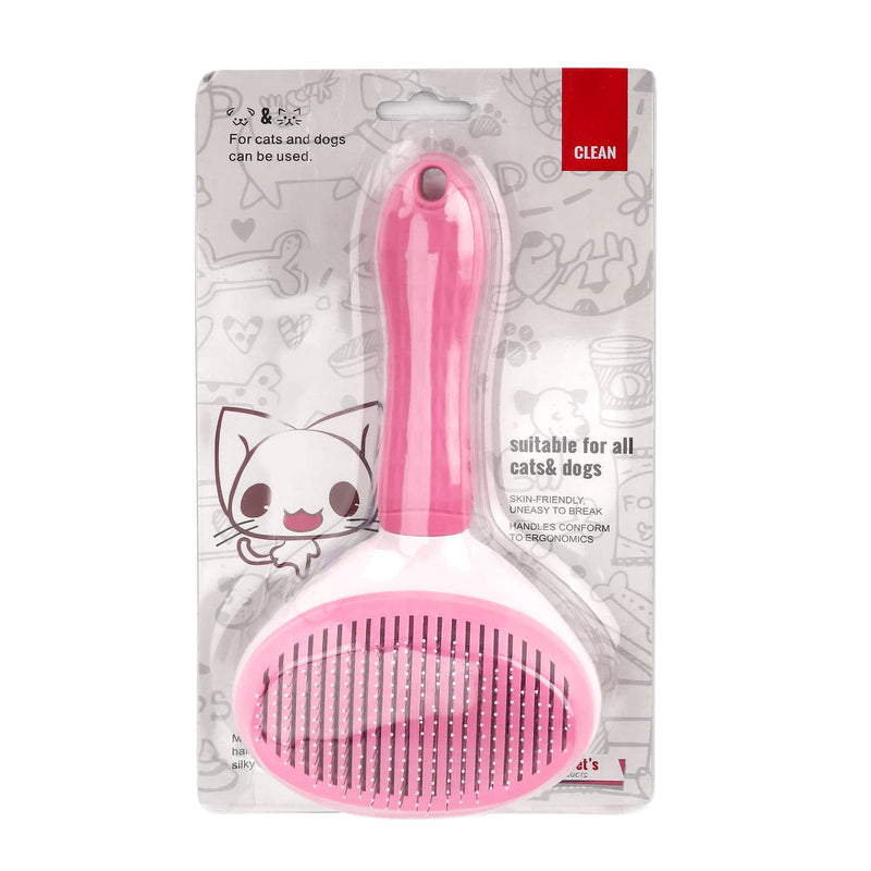 Depets Self Cleaning Slicker Brush, Dog Cat Bunny Pet Grooming Shedding Brush - Easy to Remove Loose Undercoat, Pet Massaging Tool Suitable for Pets with Long or Short Hair Pink - PawsPlanet Australia