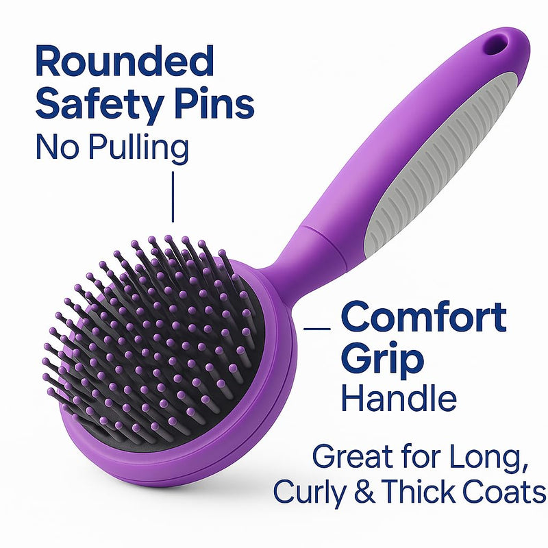Slicker Dog Brushes for Grooming Detangler, Poodle Pin Dematting Dog Grooming Brushes - Soft Dog Brush for Short or Long Hair - Gentle Tool for Sensitive Skin Removes Dander, Dirt, and Detangles