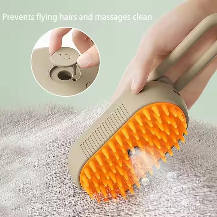 Steam Pet Grooming Brush for Dogs & Cats – Cordless Rechargeable Deshedding & Cleaning Tool, Soft-Bristle Steam Brush for Sensitive Skin, Removes Loose Hair & Dirt - PawsPlanet Australia