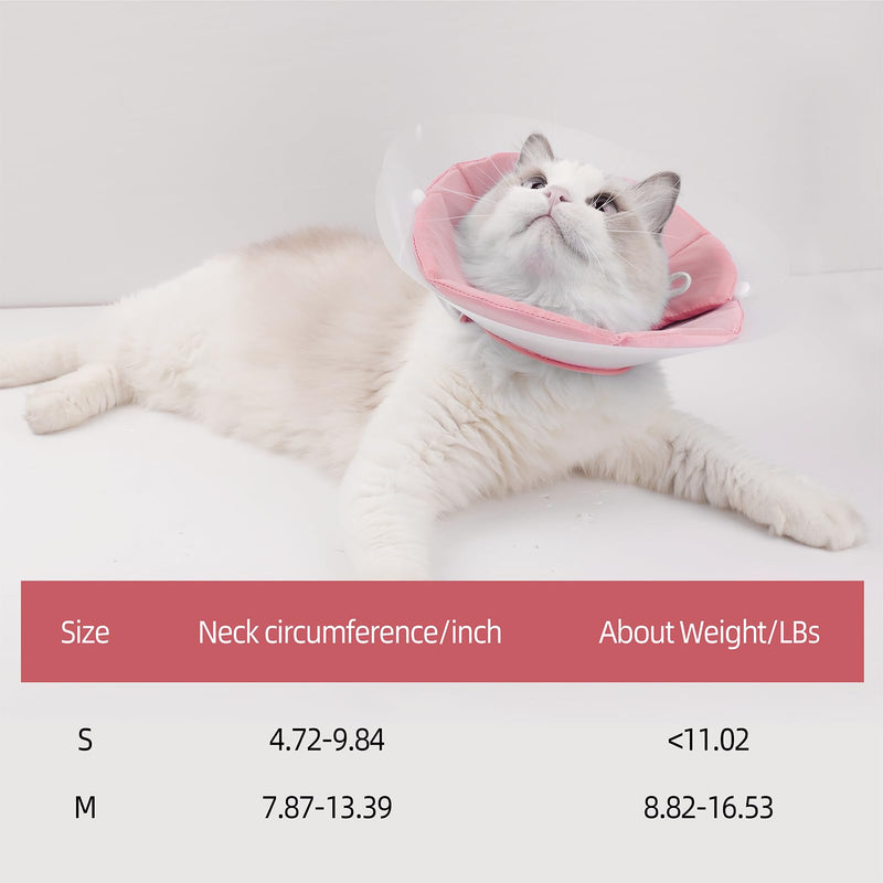 KUDES Dual Layer Cat Cone, Dual-Purpose Model Lightweight All-Around Protective Neck After Surgery E Collar to Wound (Pink M (7.8inch- 13.3inch)) Pink M (7.8inch- 13.3inch) - PawsPlanet Australia