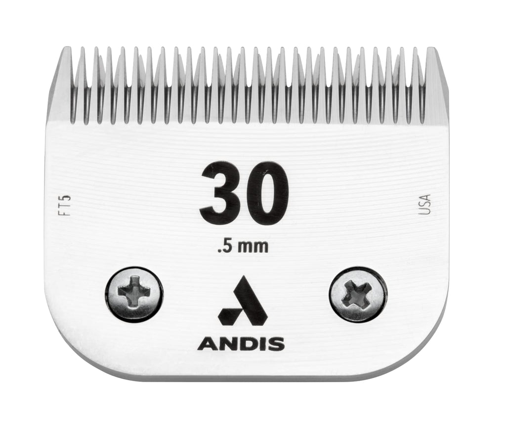 Andis – 64260, Ceramic Edge Pet Clipper Blade - Comprised of Carbon-Infused Steel, Size-30 Blade with Prolonged Sharp Edge, Cuts Hairs at 1/50-Inch Length – for Dogs & Medium Sized Animals, Chrome