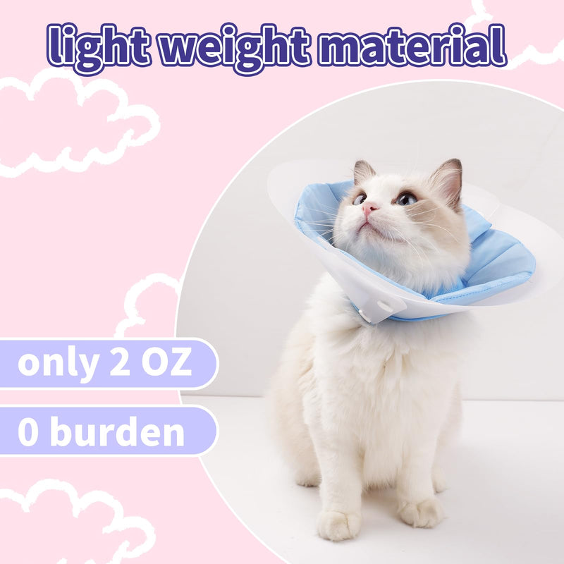 Cat Cone Collar Soft, Lightweight Cat Cones to Stop Licking, Adjustable Soft Cone for Cats After Surgery, WaterProof Kitten Cones Elizabethan Collar for Cats Recovery Collar Soft Cat Neck Cone Medium Blue