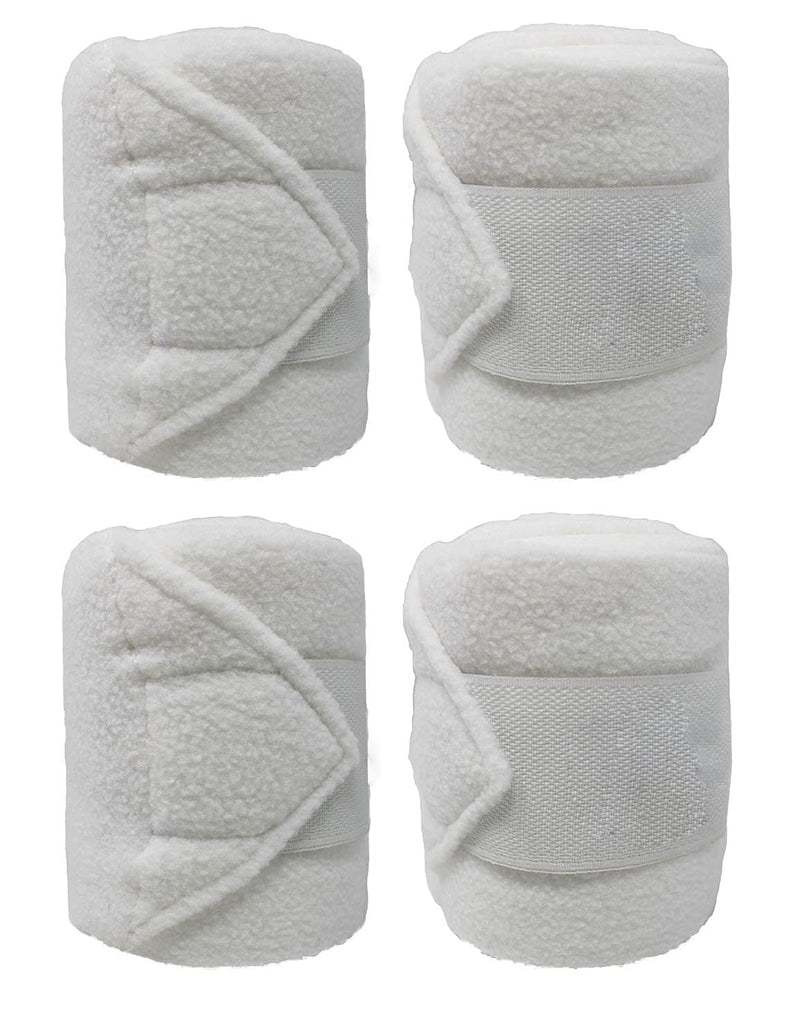 CHALLENGER 10ft Horse Grooming Leg Polo Wrap Set of 4 Soft Fleece 95R White 10' x 5"