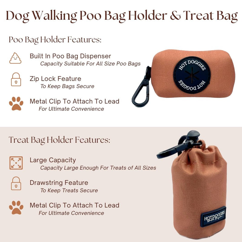 Hot Doggies Dog Walking Bundle Set. 6 COLOURS AVAILABLE. INCLUDES Harness, Lead, Collar, Treat Bag, Poo Bag Holder, Bow Tie (Large, Biscotti Beige) Large