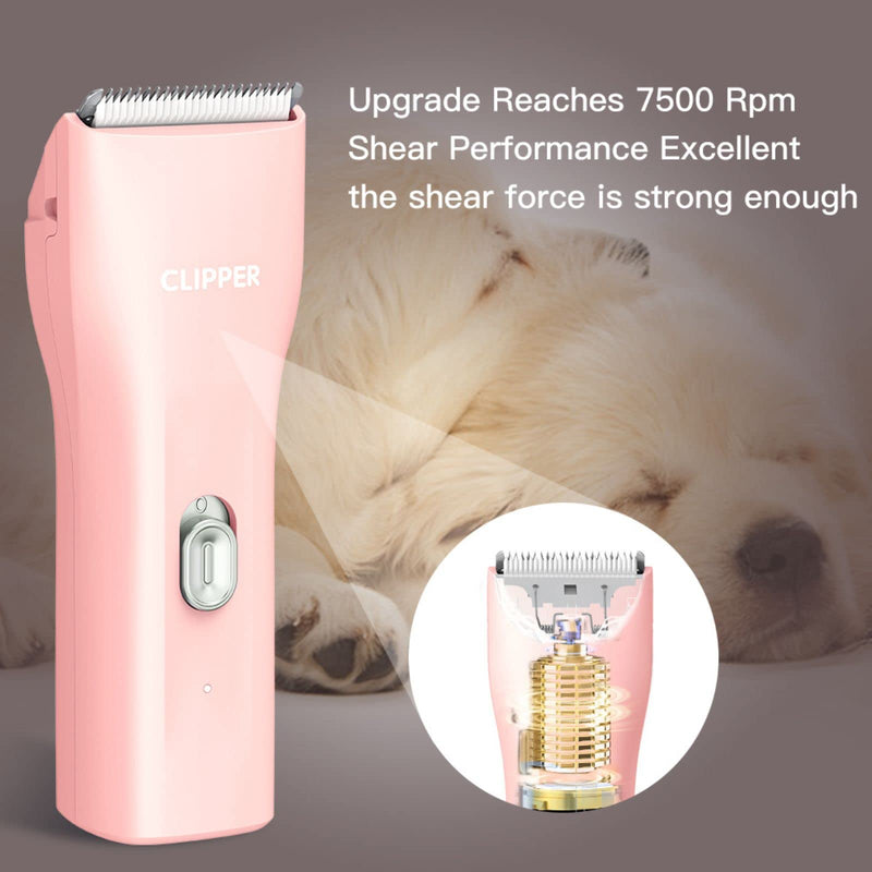 Dog Grooming Kit Clipper for Thick Coat Low Noise Cordless Cat Hair Trimmer Rechargeable Shaver Pet Grooming Tools for Small and Large Animals L006-pink - PawsPlanet Australia