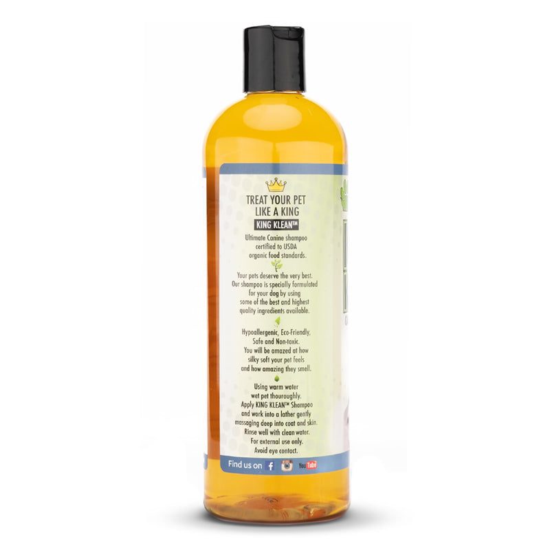 King Kanine Natural Dog & Cat Shampoo King Klean 16 oz | Organic Pet Shampoo for Sensitive & Dry Skin | Hypoallergenic Gentle Cleansing Formula for Pet Allergies - PawsPlanet Australia