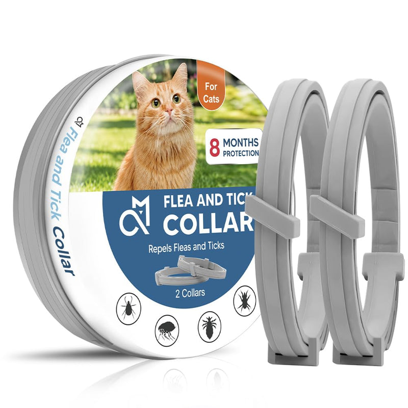 fcesiweg Flea Collar for Cats,Natural Cat Flea Tick Collar,Adjustable Tick Collars for Cats,Plant Ingredients,8 Months of Protection,Easy to Apply,People & Pet Friendly - 2P 2 ounce ( pack of 2 )