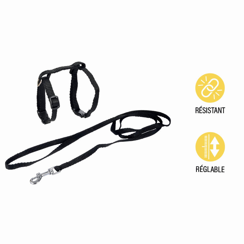 Love Story Cat Harness and Lead Kit 20 >30 x 1 cm / 120 x 1 cm Black