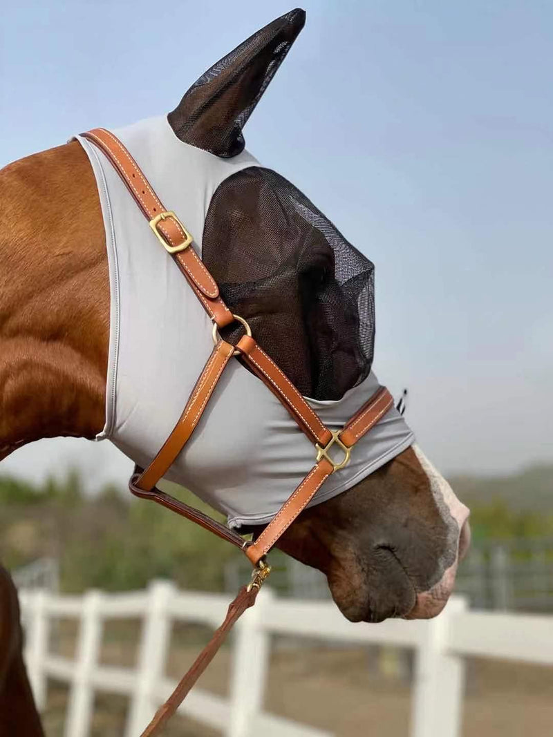 TGW RIDING Horse Fly Mask Super Comfort Horse Fly Mask Elasticity Fly Mask with Ears We Only Make Products That Horses Like (Gray, L) Gray - PawsPlanet Australia