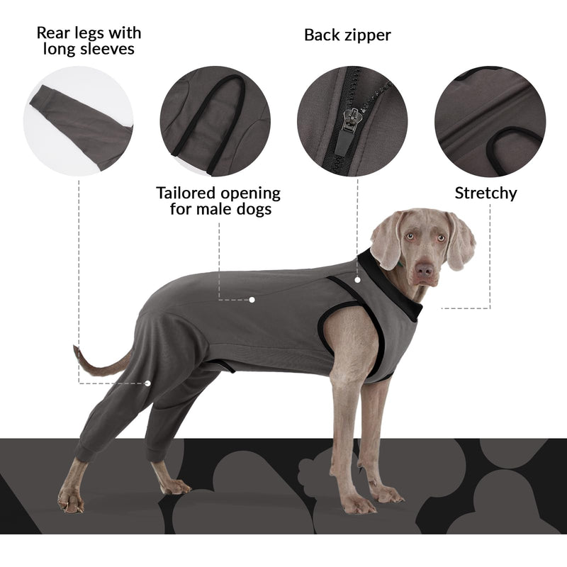 PUMYPOREITY Dog Surgery Recovery Suit with Legs, Dog Castration Recovery Suit Male Anti Licking Protection Sleeve Prevent Licking Stitches(Grey, 3XL) Grey