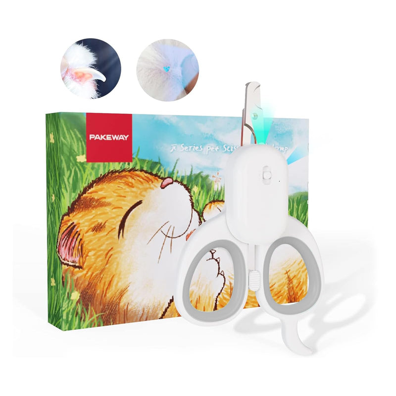 PAKEWAY Pet Nail Clipper with LED & -U-V Light, Cat Claw Trimmer with Ultra Bright LED Light for Nail Bloodline to Avoid Over Cutting, Sharp Angled Blade Grooming Tool for Dog Cat Rabbit Small Animals Suitable for Cats＆Dogs Grey - PawsPlanet Australia