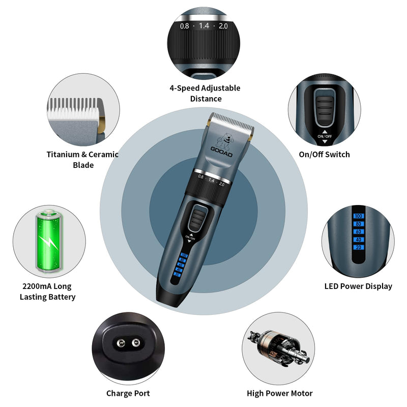 Cat Clippers for Matted Hair, Cat Grooming Kit, Cordless Cat Shaver for Long Hair, Low Noise Paw Trimmer, Cat Hair Trimmer for Grooming,Quiet Pet Hair Clippers Tools for Cats Dogs (Blue) Blue - PawsPlanet Australia