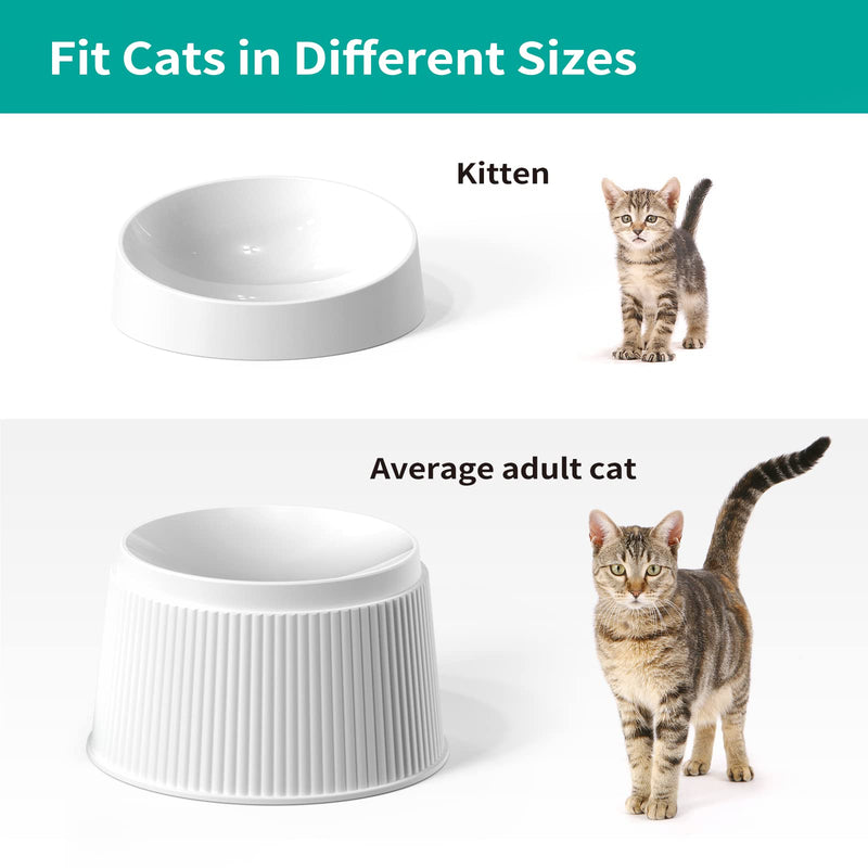 uahpet Elevated Cat Food Bowl, Super Widen Raised Cat Food Dishes for Protecting Spine, Reliefing Whisker Fatigue, Anti-Vomiting Tilted Pet Feeding Bowls