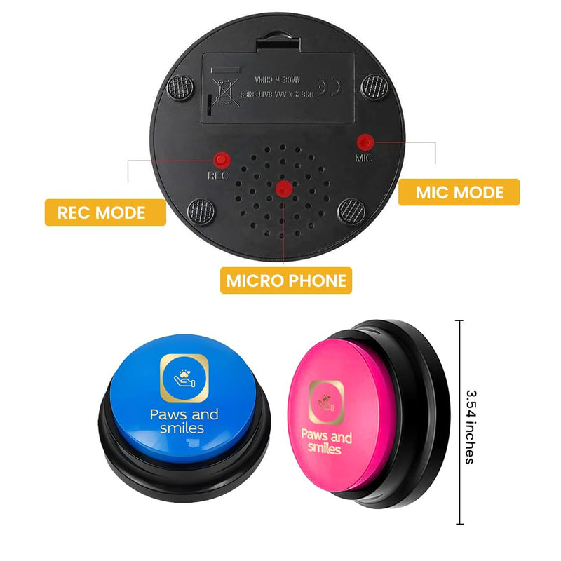 Paws and Smiles Dog Talking Buttons, 8-Pack Recordable Dog Buttons for Communication & Training, Pet Buzzer Set for Dogs & Cats, Game Buzzers, Dog Gifts, Fluent Pet Tool - PawsPlanet Australia
