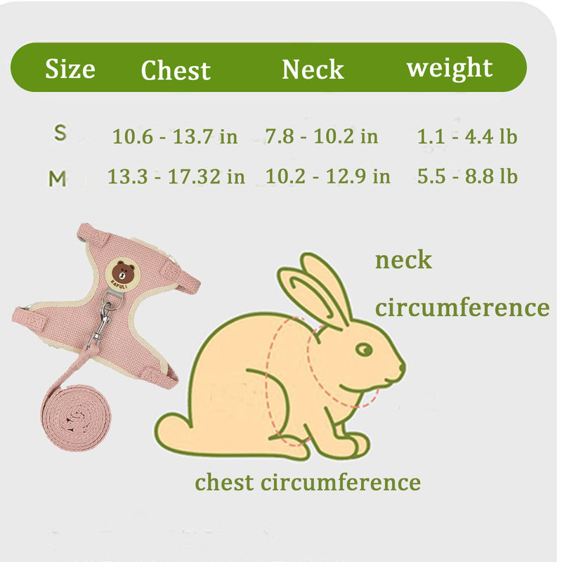 Rabbit Harness and Leash Set 2 Pieces Adjustable Bunny Harness Leash Ferret Harness Guinea Pig Harness Ferret Leash for Small Pets Walking Outdoor (Pink, Small) Pink - PawsPlanet Australia