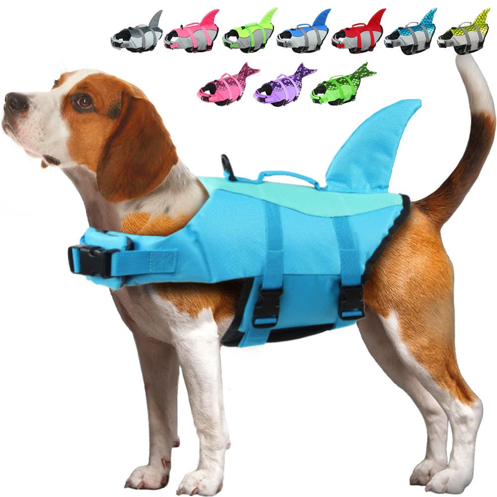 EMUST Large Dog Life Jacket, Dog Life Vests for Swimming, Small/Medium/Large Dog Life Preserver with Rescue Handle, Adjustable Dog Flotation Vest for Water at Pool, Beach, Boating (XL,Pool Blue) XL Pool Blue