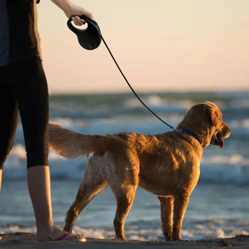 16Ft Retractable Dog Leash,Light Weight Leash for Small to Medium Dogs/Cats Up to 50lbs,Stainless Steel Spring Strong Nylon Tape, Tangle Free, One-Handed Brake (black) black - PawsPlanet Australia
