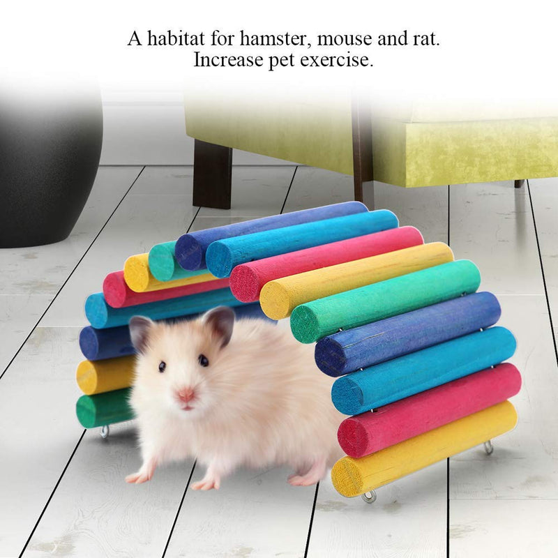 Bendable Hamster Climbing Bridge Colorful Bird Wooden Bridge Ladder Mouse Rat Guinea Pig House Cage Villa Exercise Chew Toy Small Animal Cave Hideout