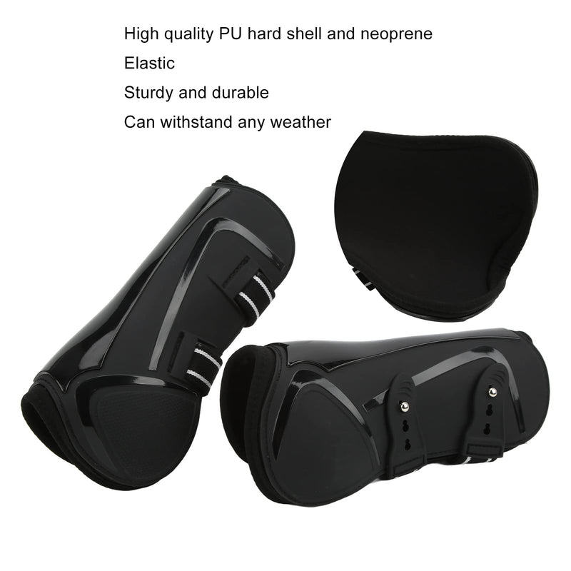 Horse Leg Boots, PU Shell Elastic Neoprene Horse Leg Guard, Black Front Legs, for Tendon and Blood Vessel Protection, 1 Pair X-Large