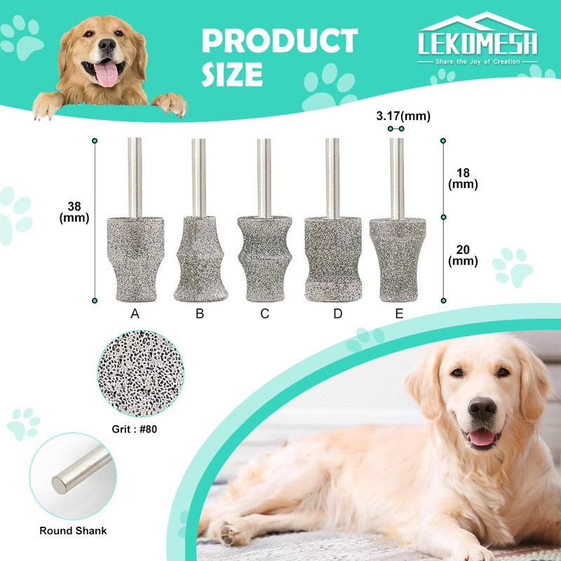 Dog Nail Grinder Bits - 2pcs 1/8" Animal Diamond Rotary Bit for Dogs and Cats, Pet Nail Grinder Wheel for Home Grooming Tools and Animal Nail Care 2pcs Type B - PawsPlanet Australia